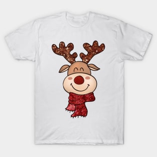 Glitter Reindeer ,glitter Christmas T-Shirt